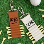 Personalized Golfer Silhouette Leather Golf Tee Holder Bag Tag with Name and 5 Pcs Bamboo Tees Birthday Sports Gift for Golf Player