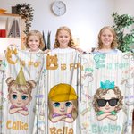 Personalized Fantasy Unicorn Train Cartoon Kids Soft Throw Blanket with Initial and Name Home Decor Birthday Gift for Boys Girls