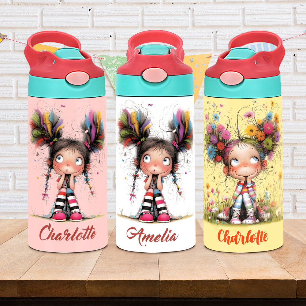 Gourde Isotherme Capybara 530 Ml - Paille En Silicione - Porte-Clés Et Sangle - Idéale École/Bureau