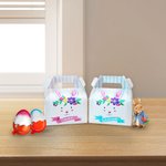 Personalized Watercolor Cute Floral Bunny Egg Name Candy Treat Gift Box with Handle Holiday Decor Easter Party Favor Supplies for Kids