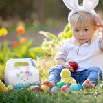 Personalized Watercolor Cute Floral Bunny Egg Name Candy Treat Gift Box with Handle Holiday Decor Easter Party Favor Supplies for Kids