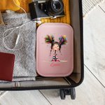 Personalised Quirky Girl Leather Jewellery Box with Name and Changing Colour LED Makeup Mirror Birthday Gift for Family Friends