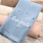 Manta de Punto Personalizada de Lunares con Bordado de Nombre Regalo de Bautizo para Recién Nacido