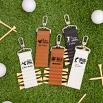 Personalized Golfer Silhouette Leather Golf Tee Holder Bag Tag with Name and 5 Pcs Bamboo Tees Birthday Sports Gift for Golf Player