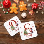 Personalized Cute Snowman Snowflake Initial Absorbent Wooden Square Coaster with Name Holiday Party Table Decor Christmas Gift for Kids Family