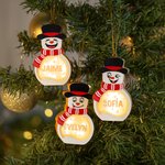 Adorno navideño de madera LED con muñeco de nieve personalizado y nombre para árbol de Navidad adorno regalo de invierno para familia y niños
