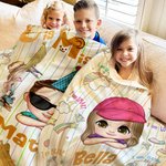 Personalized Fantasy Unicorn Train Cartoon Kids Soft Throw Blanket with Initial and Name Home Decor Birthday Gift for Boys Girls