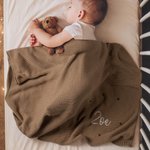 Manta de Punto Personalizada de Lunares con Bordado de Nombre Regalo de Bautizo para Recién Nacido