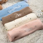 Manta de Punto Personalizada de Lunares con Bordado de Nombre Regalo de Bautizo para Recién Nacido