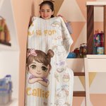 Personalized Fantasy Unicorn Train Cartoon Kids Soft Throw Blanket with Initial and Name Home Decor Birthday Gift for Boys Girls