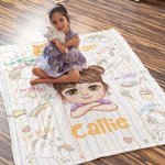 Personalized Fantasy Unicorn Train Cartoon Kids Soft Throw Blanket with Initial and Name Home Decor Birthday Gift for Boys Girls