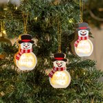 Adorno navideño de madera LED con muñeco de nieve personalizado y nombre para árbol de Navidad adorno regalo de invierno para familia y niños
