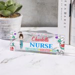 Personalizada de acrílico de dibujos animados personaje de la enfermera médico de escritorio placa de identificación Cumpleaños Apreciación de regalo 