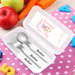 Personalisierte Sterne Initial Name Edelstahl Kind Kleinkind Messer Gabel Löffel Besteck Set mit Cartoon Fall Geburtstag zurück zu Schule Geschenk für Jungen Mädchen