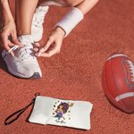 Henkilökohtainen muoti jalkapallo tyttö pellava Wristlet Makeup Bag nimi Travel Accessory Syntymäpäivä urheilu lahja naisille jalkapallon ystäville