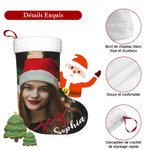Bas de Noël Personnalisé avec Photo et Nom Chausette pour Décoration de Sapin Cadeau de Noël pour Enfants Famille