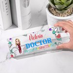 Personalizada de acrílico de dibujos animados personaje de la enfermera médico de escritorio placa de identificación Cumpleaños Apreciación de regalo 