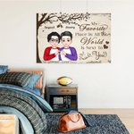 Gepersonaliseerd Boom Liefde Cartoon Karakter Vinger Hart Canvas Schilderij met Naam Home Decor Valentijnsdag Cadeau voor Paar