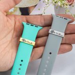 Personalised Engraved Birth Flower Watch Band Charm with Name Accessories for Apple Watch Birthday Anniversary Gift for Women