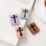 Henkilökohtainen Cross Syntymä Kukat Magneettinen nahkainen kirjanmerkki Clip nimi Kaste Syntymäpäivä Lahja Bookworms Christian Raamattu Reader