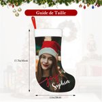 Bas de Noël Personnalisé avec Photo et Nom Chausette pour Décoration de Sapin Cadeau de Noël pour Enfants Famille