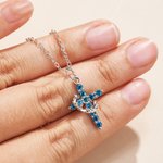 Personalized Crown Birthstone Cross Necklace Jesus Jewelry Birthday Christian Baptism Gift for Woman