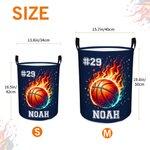 Personalized Flame Ball Design Waterproof Storage Basket with Handle Number Name Birthday Housewarming Gift for Family Ball Sports Lover