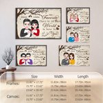 Gepersonaliseerd Boom Liefde Cartoon Karakter Vinger Hart Canvas Schilderij met Naam Home Decor Valentijnsdag Cadeau voor Paar