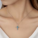 Personalized Crown Birthstone Cross Necklace Jesus Jewelry Birthday Christian Baptism Gift for Woman