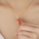 Personalized Crown Birthstone Cross Necklace Jesus Jewelry Birthday Christian Baptism Gift for Woman