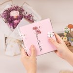 Personalizzato nascita nome fiore cinturino in pelle quaderno per schizzi diario di viaggio con pulsante fiore regalo di compleanno per donne pittori 