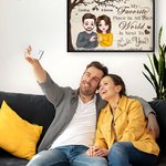 Gepersonaliseerd Boom Liefde Cartoon Karakter Vinger Hart Canvas Schilderij met Naam Home Decor Valentijnsdag Cadeau voor Paar