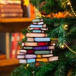 Personalisierte Buch Baum Sonnenfänger Weihnachten Ornament mit Namen Urlaub Baum Fenster Auto Dekor Geburtstag Buch Club Geschenk für Bücherwürmer Bi