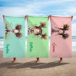 Personalised Oversized Quick Dry Quirky Girl Name Beach Towel Summer Travel Essential Birthday Gift for Kids Adults