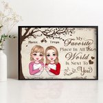 Gepersonaliseerd Boom Liefde Cartoon Karakter Vinger Hart Canvas Schilderij met Naam Home Decor Valentijnsdag Cadeau voor Paar