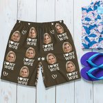 Personalised Quick Dry Face Photo Beach Swim Shorts Funny Bachelor Party Anniversary Valentine's Day Gift for Man