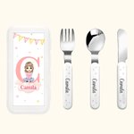 Personalisierte Sterne Initial Name Edelstahl Kind Kleinkind Messer Gabel Löffel Besteck Set mit Cartoon Fall Geburtstag zurück zu Schule Geschenk für Jungen Mädchen