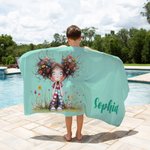 Personalised Oversized Quick Dry Quirky Girl Name Beach Towel Summer Travel Essential Birthday Gift for Kids Adults