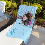 Personalised Oversized Quick Dry Quirky Girl Name Beach Towel Summer Travel Essential Birthday Gift for Kids Adults
