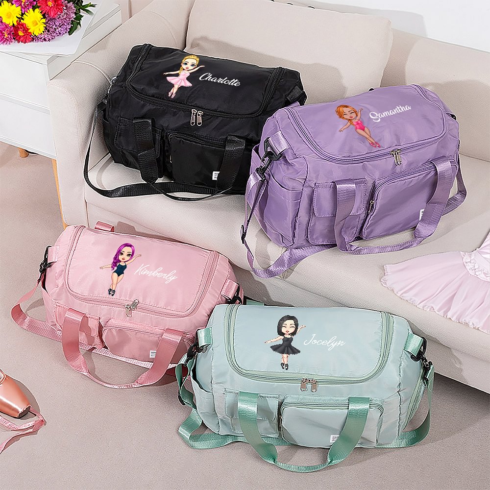 Personnalisé Cartoon Ballet Girl Large Weekend Bag with Shoulder Strap and Name Travel Accessories Birthday Gift for Ballerina