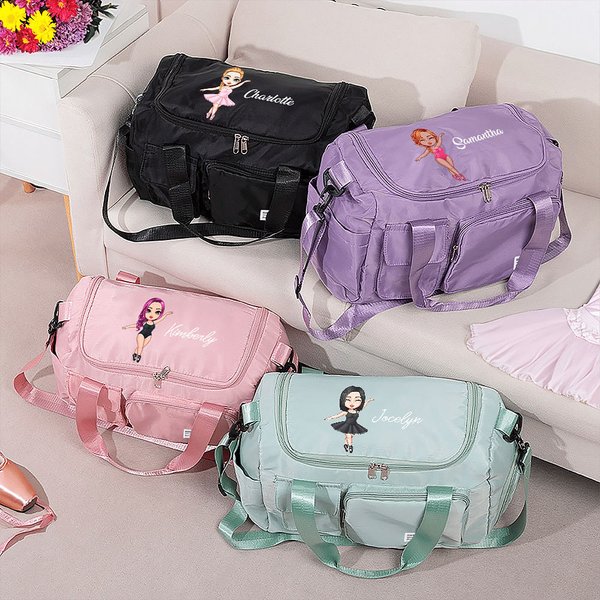 Personalisierte Cartoon Ballett Mädchen große Wochenendtasche mit Schultergurt und Name Reisezubehör Geburtstag Geschenk für Ballerina