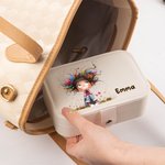 Personalized Quirky Girl Two-layer PU Leather Jewellery Box with Name Travel Accessory Birthday Anniversary Gift for Women