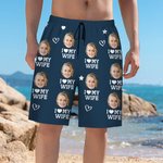 Personalised Quick Dry Face Photo Beach Swim Shorts Funny Bachelor Party Anniversary Valentine's Day Gift for Man