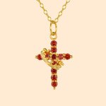 Personalized Crown Birthstone Cross Necklace Jesus Jewelry Birthday Christian Baptism Gift for Woman