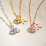 Personalized Minimalist Evil Eye Initial Necklace Protective Jewelry Birthday Anniversary Gift for Women