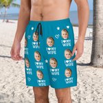 Personalised Quick Dry Face Photo Beach Swim Shorts Funny Bachelor Party Anniversary Valentine's Day Gift for Man