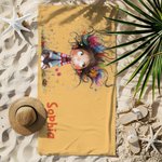 Personalised Oversized Quick Dry Quirky Girl Name Beach Towel Summer Travel Essential Birthday Gift for Kids Adults