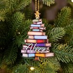 Personalisierte Buch Baum Sonnenfänger Weihnachten Ornament mit Namen Urlaub Baum Fenster Auto Dekor Geburtstag Buch Club Geschenk für Bücherwürmer Bi