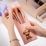 Personalized Grumpy Animal Makeup Brush Bag Set with Name and 8 Pcs Makeup Brushes Birthday Mother's Day Gift for Women Girls