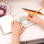 Personalizzato nascita nome fiore cinturino in pelle quaderno per schizzi diario di viaggio con pulsante fiore regalo di compleanno per donne pittori 